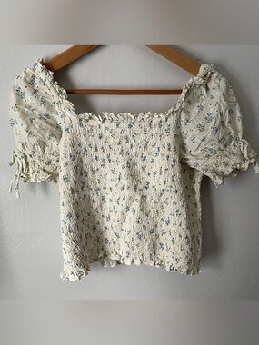 1. STATE  Beautiful & blue cottagecore eyelet Smocked Crop Top